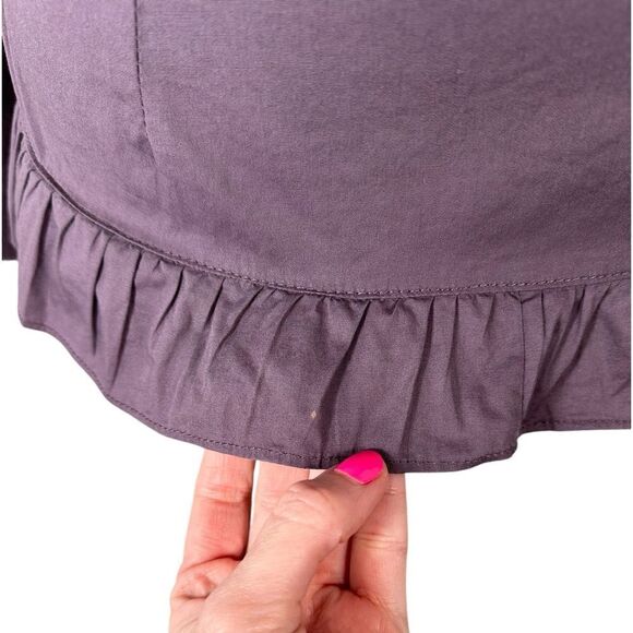 Dismero Italian Women’s Purple Crochet Lace Ruffle Button Down 3/4 Sleeve Top - Picture 13 of 15